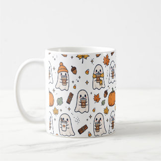 Ghost Coffee Racoon Pumpkin Fall Pattern Mug