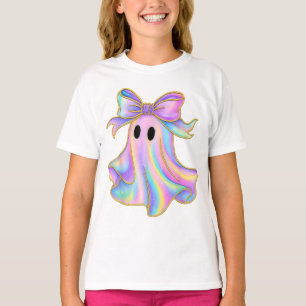 Ghost Coquette Halloween Bow Cute Spooky Girls T-Shirt