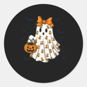 Ghost Coquette Spooky Halloween Pumpkin Treat Or T Classic Round Sticker
