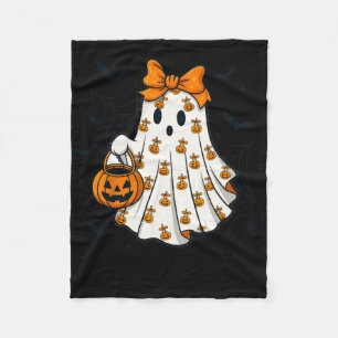 Ghost Coquette Spooky Halloween Pumpkin Treat Or T Fleece Blanket
