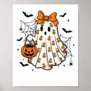 Ghost Coquette Spooky Halloween Pumpkin Treat Or T Poster
