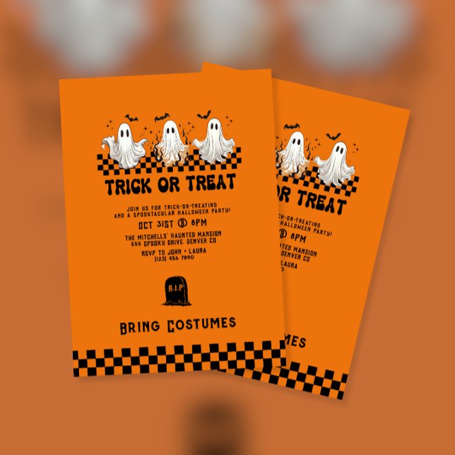 Ghost Costume Trick or Treat Halloween Party Invitation (Creator Uploaded)