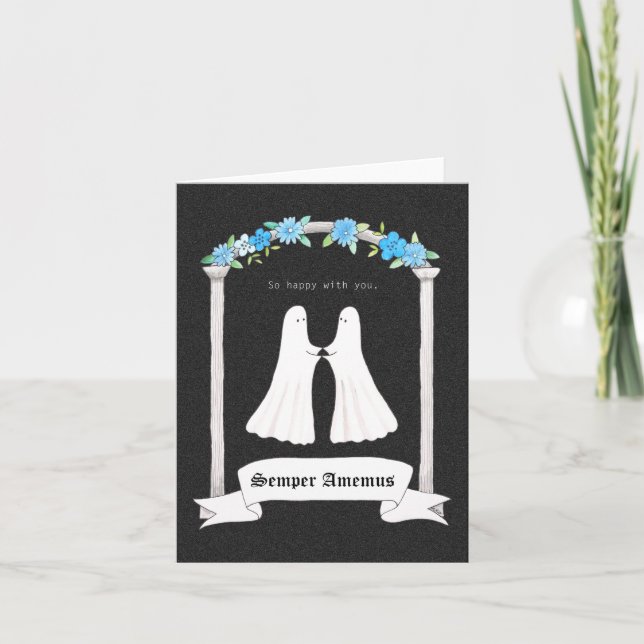 Ghost Couple Valentine Wedding Anniversary Card (Front)