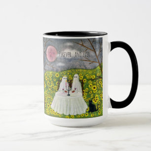 Ghost Couple with Flowers Art Mug