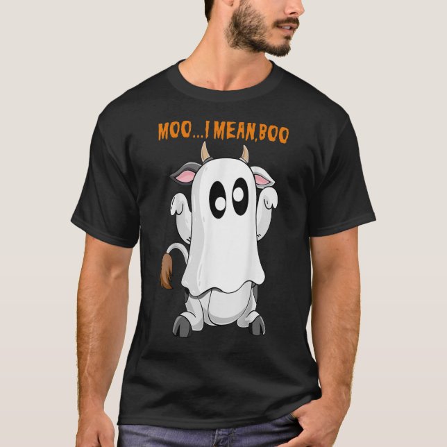 Ghost Cow Farm Moo I Mean Boo Moon Cosplay Hallowe T-Shirt (Front)