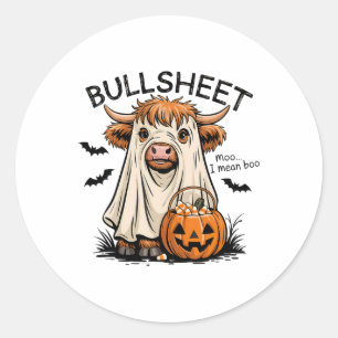 Ghost Cow Funny Halloween Spooky Moo Animal Costum Classic Round Sticker