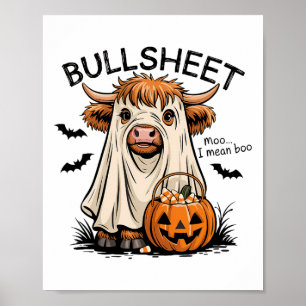 Ghost Cow Funny Halloween Spooky Moo Animal Costum Poster