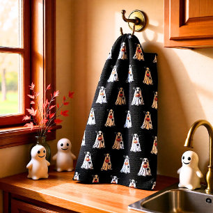 Ghost Cow Halloween Funny Moo I Mean Boo Tea Towel