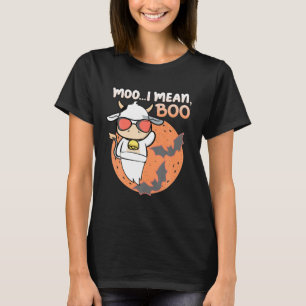 Ghost Cow Halloween Moo I Mean Boo Funny Cow Lover T-Shirt