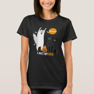 Ghost Cow Meow I Mean Boo Moon Halloween 2021  Cat T-Shirt