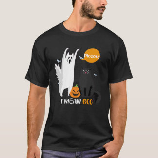 Ghost Cow Meow I Mean Boo Moon Halloween 2021  Cat T-Shirt