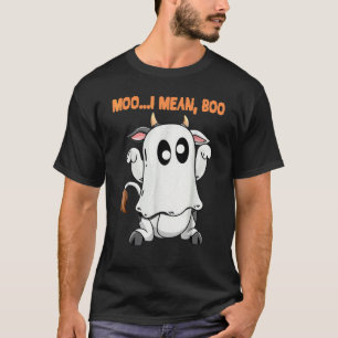 Ghost Cow Moo I Mean Boo Halloween Cow T-Shirt