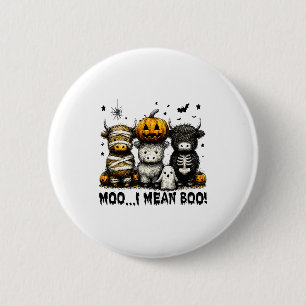 Ghost Cow Moo I Mean Boo Halloween Outfit Funny Co 6 Cm Round Badge