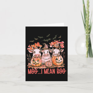 Ghost Cow Moo I Mean Boo Pumpkin Halloween Card