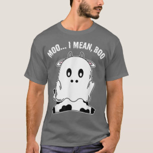 Ghost Cow Moo I Mean Boo Pumpkin Halloween Farmer T-Shirt