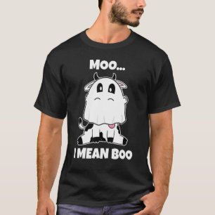 Ghost Cow Moo I Mean Boo Pumpkin Moon Halloween F T-Shirt