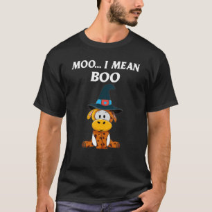 Ghost Cow Moo I Mean Boo Pumpkin Moon Halloween T-Shirt