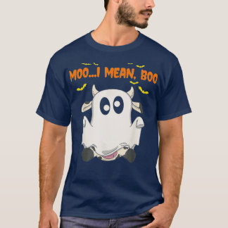 Ghost Cow Moo I Mean Boo Spooky Pumpkin Funny Hall T-Shirt