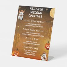 Ghost Cowboy Halloween Hoedown Cocktail Menu Sign
