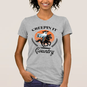 Ghost Cowboy Riding Horse Halloween T-Shirt