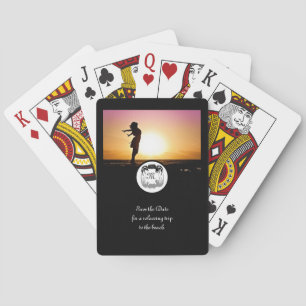 Ghost Crab Silhouette and Shadow Monogram Photo Playing Cards