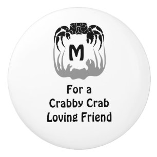 Ghost Crab Silhouette Casting a Shadow Monogram Ceramic Knob