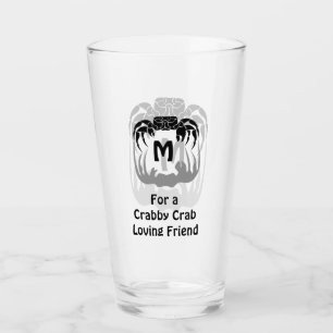 Ghost Crab Silhouette Casting a Shadow Monogram Glass