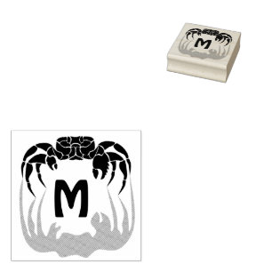 Ghost Crab Silhouette Casting a Shadow Monogram Rubber Stamp