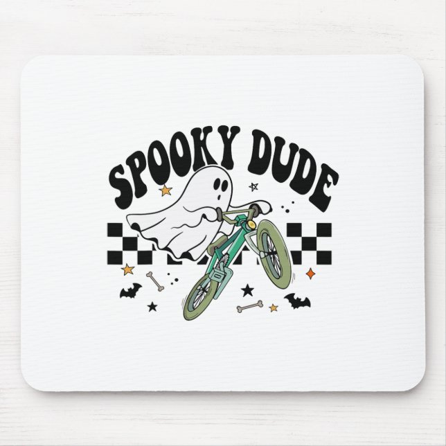 Ghost Cycling Bicycle Bike Retro Halloween Party C Mouse Mat (Front)