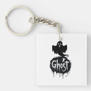 Ghost – Dark Horror Dripping Text Art Key Ring