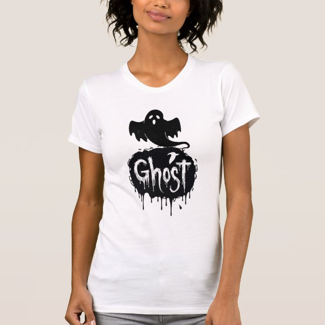 Ghost – Dark Horror Dripping Text Art T-Shirt (Front)
