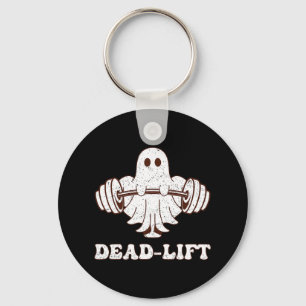 Ghost Dead Lift Groovy Fitness Spooky Funny Hallow Key Ring