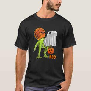 Ghost Dinosaur rex Boo Halloween Pumpkin Boys Kid T-Shirt