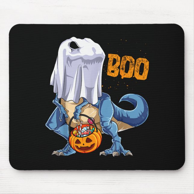 Ghost Dinosaur T Rex Funny Boo Halloween Boys Men  Mouse Mat (Front)
