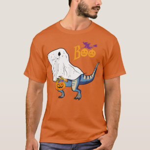 Ghost Dinosaur T rex Funny Boo Halloween Boys Men T-Shirt