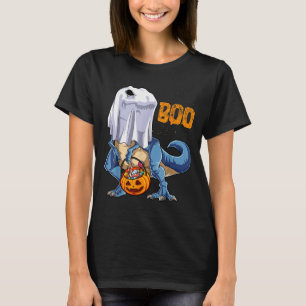 Ghost Dinosaur T Rex Funny Boo Halloween Boys Men  T-Shirt