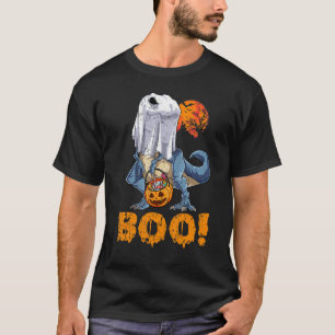 Ghost Dinosaur T rex Funny Boo Halloween Boys Men T-Shirt