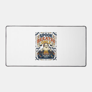 Ghost DJ Spooky Beats Vintage Engraving Halloween Desk Mat