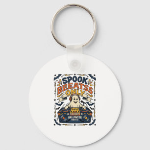Ghost DJ Spooky Beats Vintage Engraving Halloween Key Ring