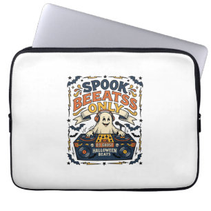 Ghost DJ Spooky Beats Vintage Engraving Halloween Laptop Sleeve