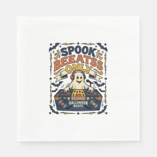 Ghost DJ Spooky Beats Vintage Engraving Halloween Napkin