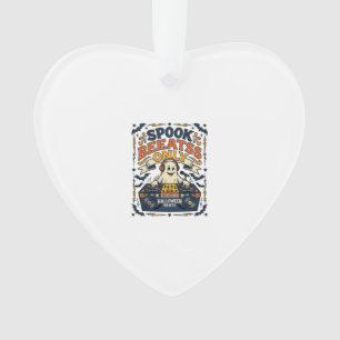 Ghost DJ Spooky Beats Vintage Engraving Halloween Ornament