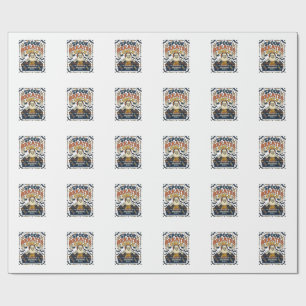 Ghost DJ Spooky Beats Vintage Engraving Halloween Wrapping Paper