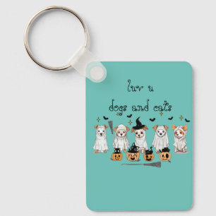 Ghost Dog Black Cat Pumpkin Halloween  Key Ring