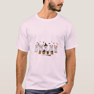 Ghost Dog Black Cat Pumpkin Halloween T-Shirt
