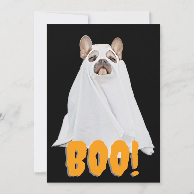 Ghost Dog - French Boo-dog Halloween Invite (Front)