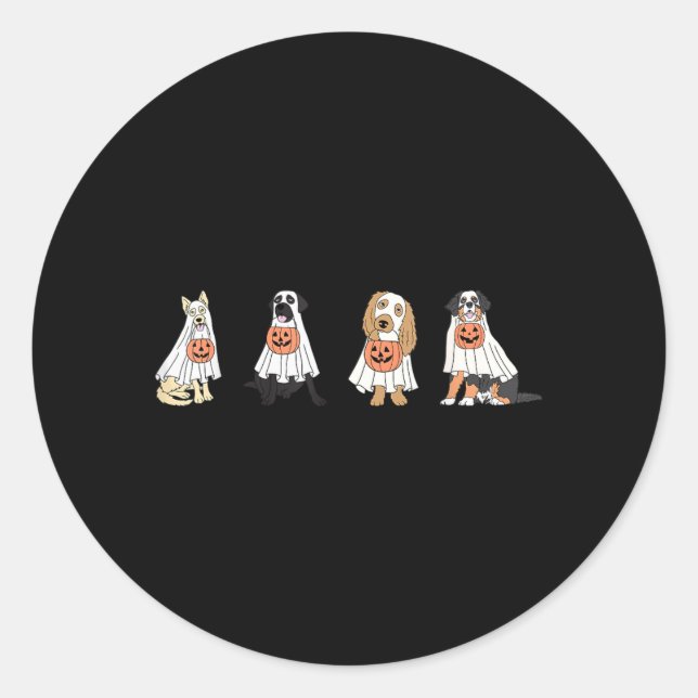 Ghost Dog Halloween Cute Classic Round Sticker (Front)