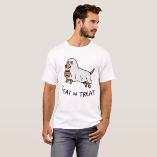 Ghost Dog Pumpkin Bucket Treat Or Treat T-Shirt