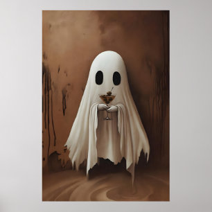 Ghost Drinking Cocktail Dirty Martini Olives Poster