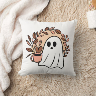 Ghost drinking coffee cushion